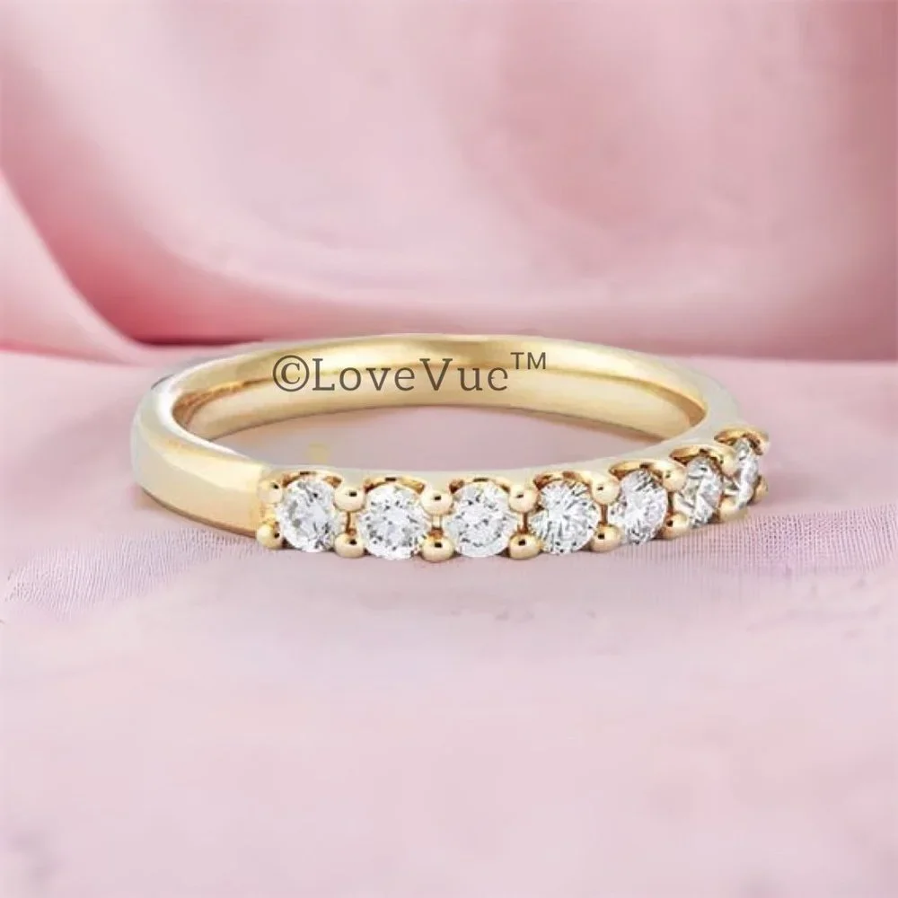 2.5mm Diamond Brilliant Cut Half Eternity Engagement Wedding Ring Band - Picture 3 of 16